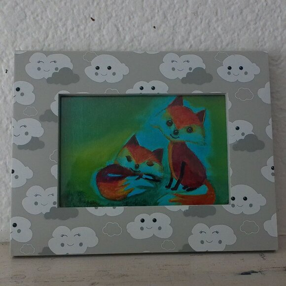 Red Fox 4x6 Art print within a cloud Frame, adorable, cute, baby animal, relax - Picture 2 of 6